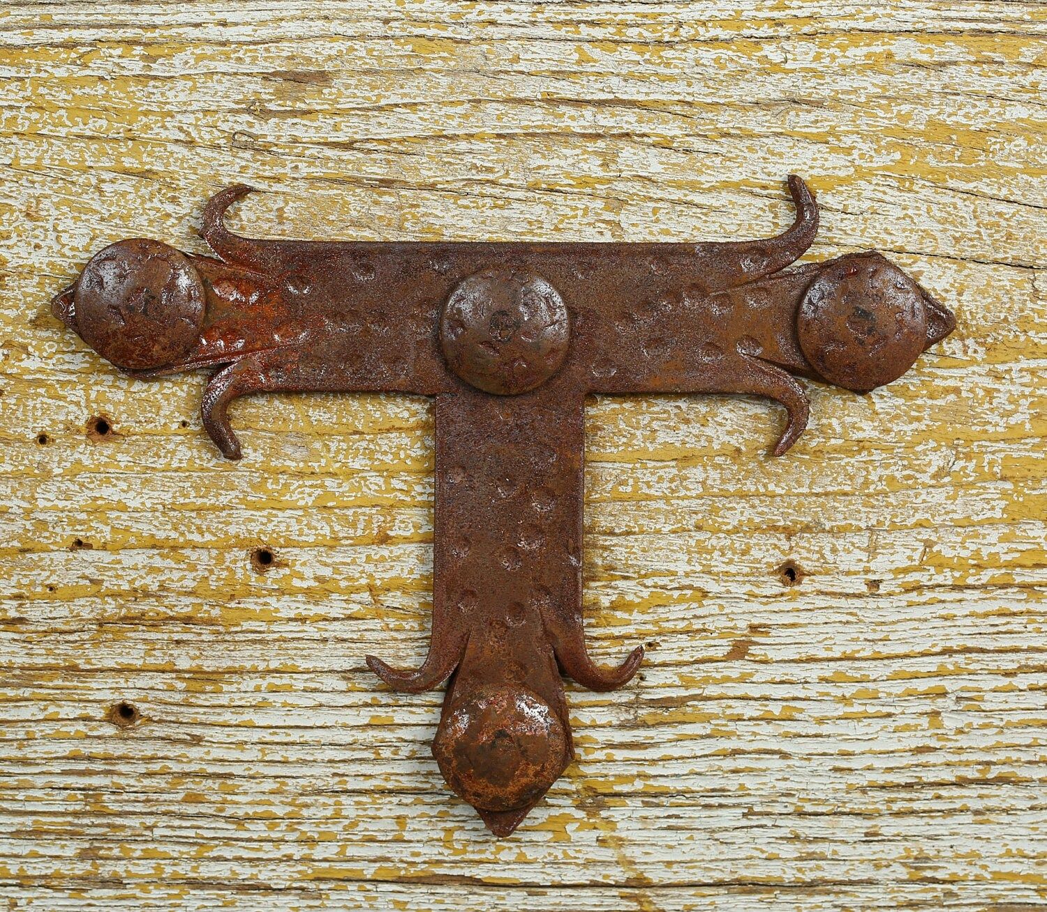 Rustic Door Hardware-"T" Strap Small-Mexican-Hand Hammered-Accents-Iron Hardware-Decorative Iron Hardware