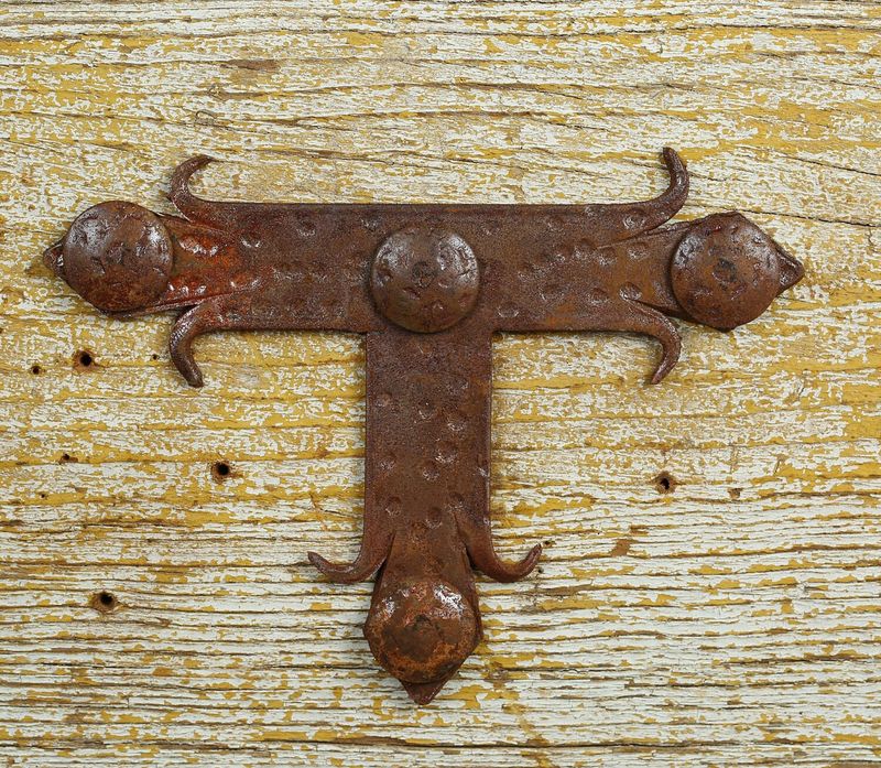 Rustic Door Hardware-"T" Strap Small-Mexican-Hand Hammered-Accents-Iron Hardware-Decorative Iron Hardware-2 PCS