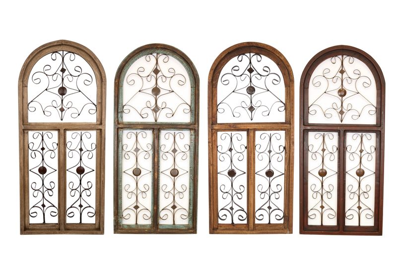 Barcelona Architectural Window-Wall-Primitive-Rustic-Garden-Farmhouse Style-20x44-Farmhouse Wall Decor-Four Colors