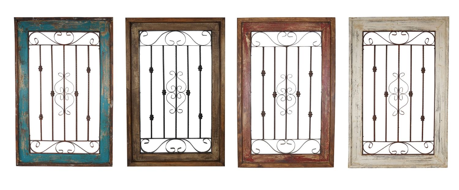 Spanish Wall Farmhouse Architectural Window-Large--Primitive-Rustic-Garden-Patio-29x45--Handmade-Four Colors