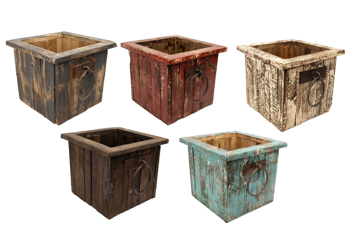 Gardner Rustic Wooden Square-Planter-11x11x10H-Garden Decor-Five Colors-Gardner Square Planter