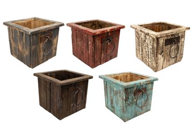 Gardner Rustic Wooden Square-Planter-11x11x10H-Garden Decor-Five Colors-Gardner Square Planter