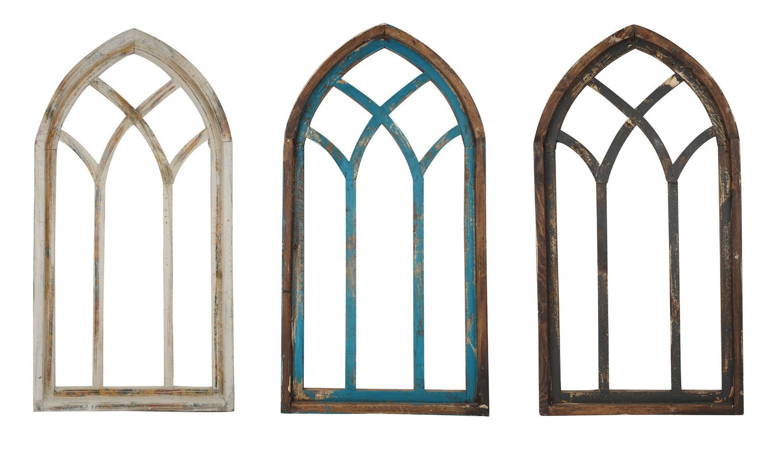 Basilica Architectural  Window-Wall Decor-Primitive-Rustic-Garden-Farmhouse-17x32--Distressed-Farmhouse-Three Color Choices