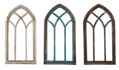 Basilica Architectural  Window-Wall Decor-Primitive-Rustic-Garden-Farmhouse-17x32--Distressed-Farmhouse-Three Color Choices