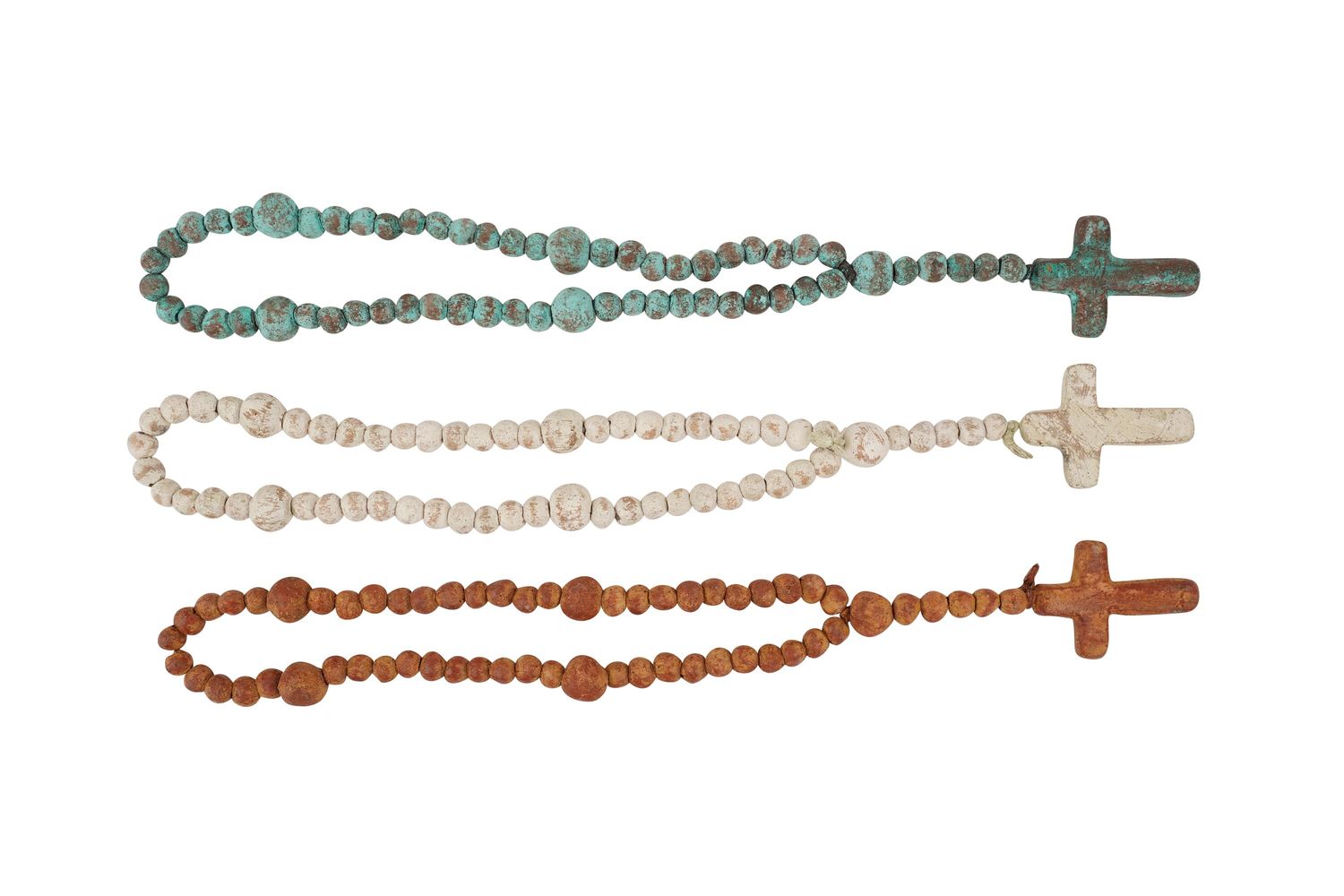 Clay Rosary-19-22 inches-Beads-Small-Handmade-Hand Painted-Cross-Prayer Beads-Crosses-Small-19-22 Inch-Three Colors