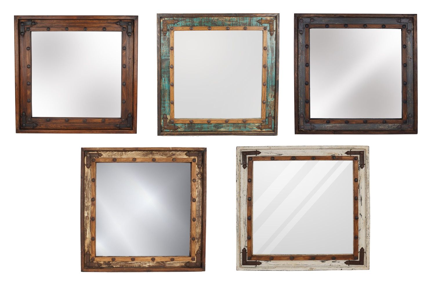 El Paso Rustic Mirror-31x31 inches-Handmade-Wall Mirror-Spanish-Western-Vanity-Accent Mirror-Five Colors-Best Seller