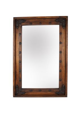 El Paso Rustic Mirror-24X60 inches-Handmade-Wall Mirror-Spanish-Vanity-Primitive-Clavos-Accent Mirror--Best Seller-Natural Tone