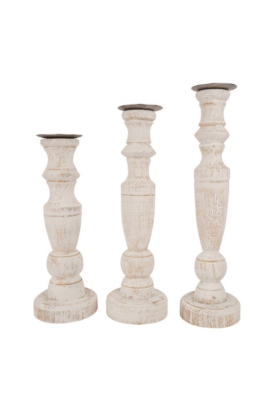 Sorrento Farmhouse Candle Holder Set 3-Rustic-Wooden Farm Style Decor-Farmhouse Kitchen-Gorgeous-NEW-Sorrento Candle Holder set 3