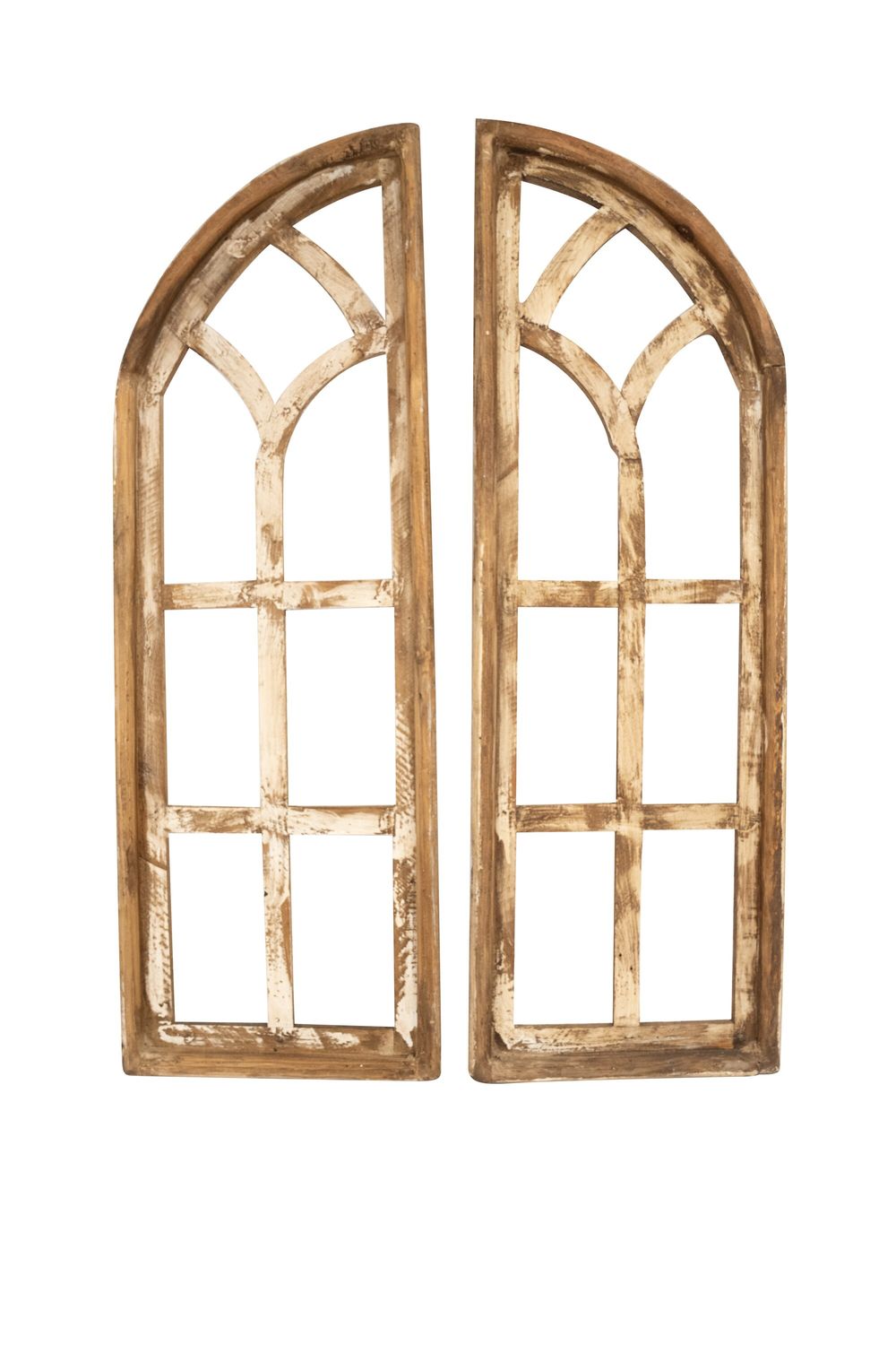 Fairfax Farmhouse Window-24x36-Antiqued White-Pair Architectural Windows-Wall-Primitive-Rustic-Garden-Distressed-Farmhouse-Fairfax Windows
