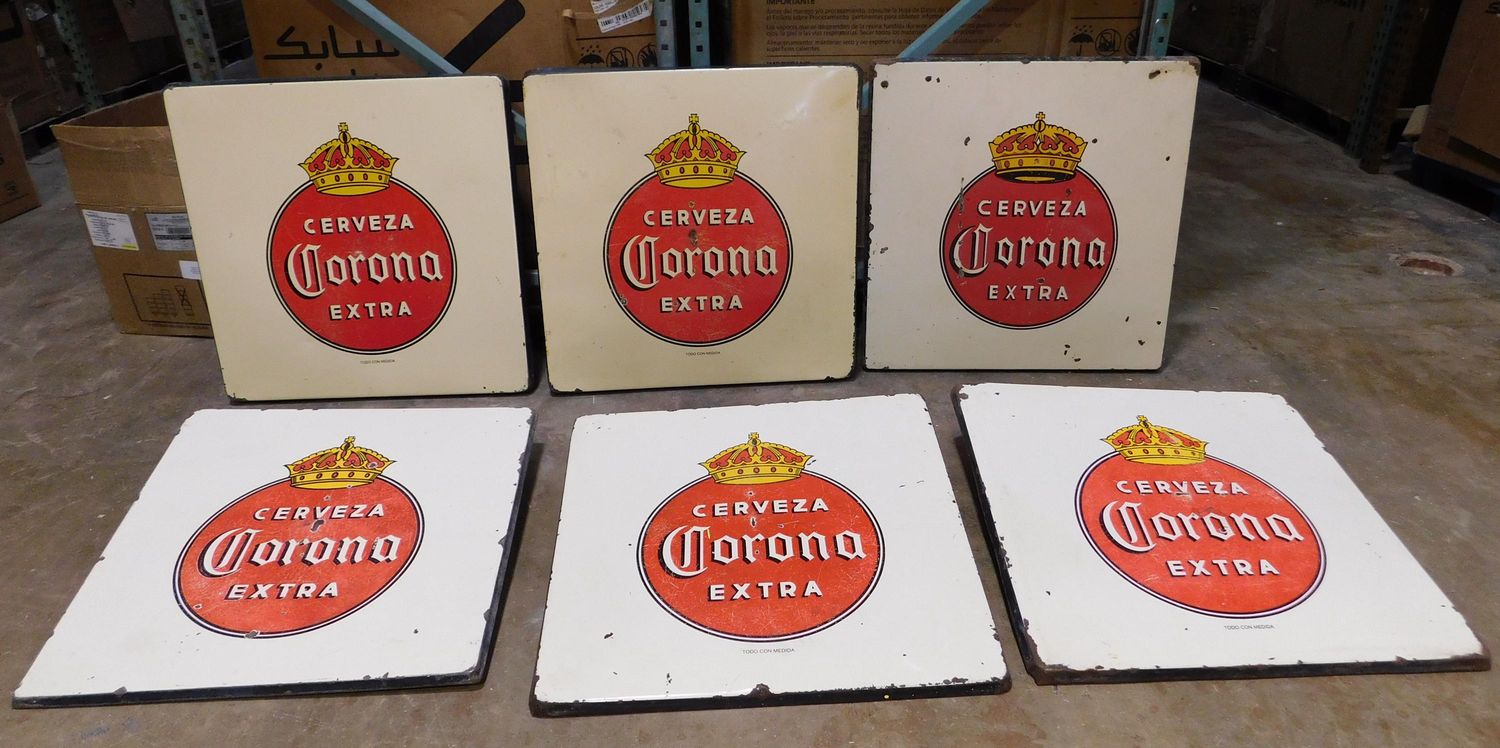 Corona Metal Table Porcelain Tops-Mexican-Restaurant-Bar-30x30-Man Cave-Patio Furniture-Vintage