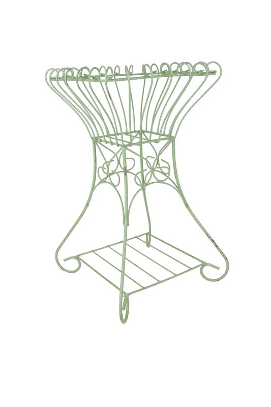 Paris Farmhouse Iron Planter Basket-Farmhouse Style-Primitive-Distressed Metal-15x25H inches-Garden Basket-Paris-Green