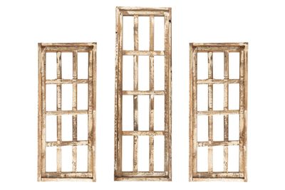 Shabby  Hills Window Set of 3-Wall-Primitive-Rustic-Garden-Patio-Antiqued White-12x29 ,12x29 12x37 inches-Farmhouse