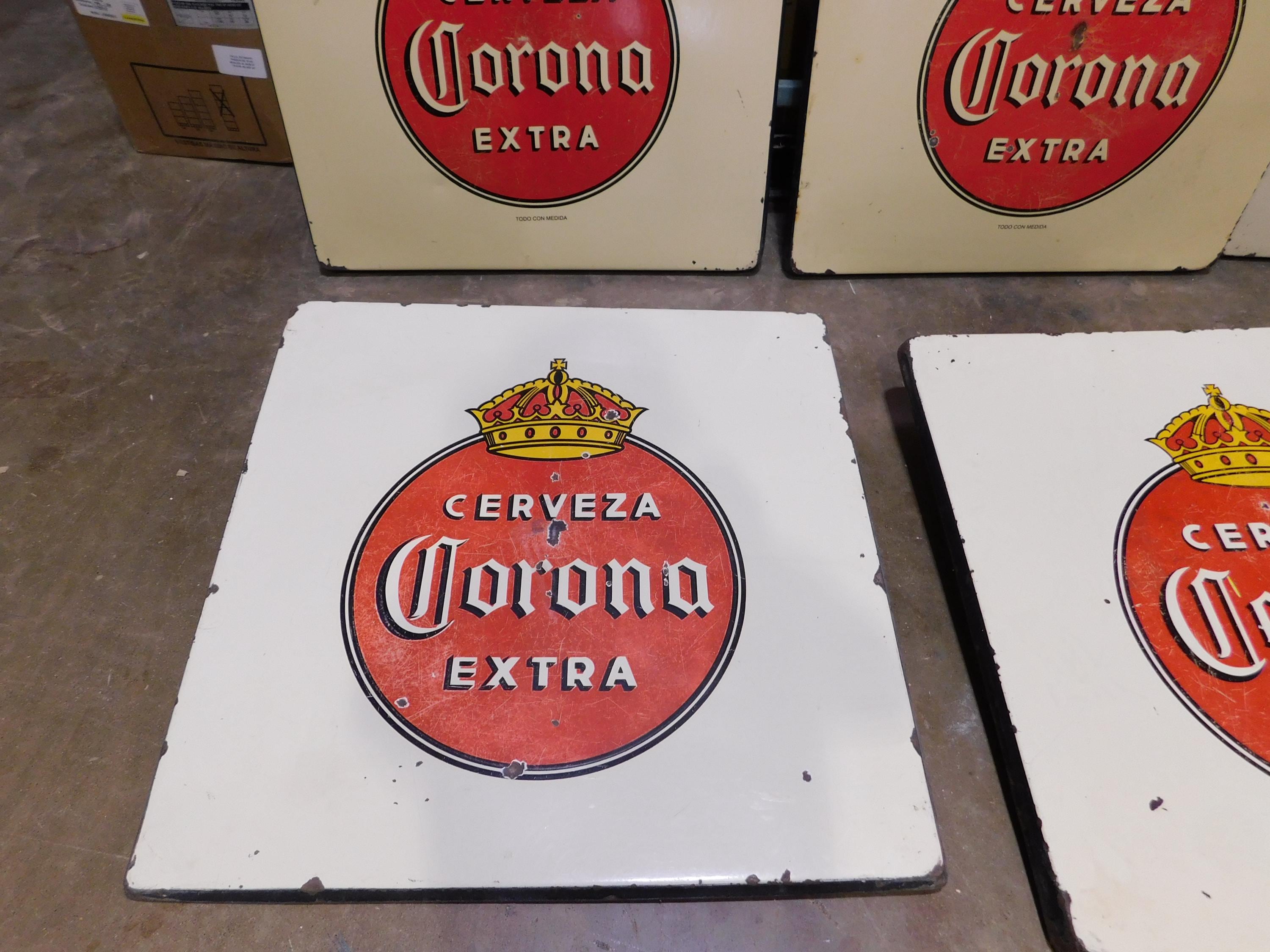 Corona Metal Table Porcelain Tops-Mexican-Restaurant-Bar-30x30-Man Cave-Patio Furniture-Vintage