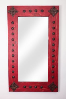 Red Adobe Rustic Mirror-Wood-Mexican-Rustic-Western-Cowboy-Clavos-Vanity-Accent-Medallions-2 Sizes Red Adobe Rustic Mirror-Wood-Mexican-Rustic-Western-Cowboy-Clavos-Vanity-Accent-Medallions-2 Sizes