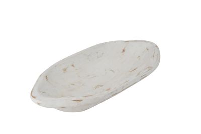 CLEARANCE- Wooden Dough Bowl-Batea-Primitive-With Handles-Wood-Farmhouse-Handmade-9-10W x 19-20L x 3D inches-White