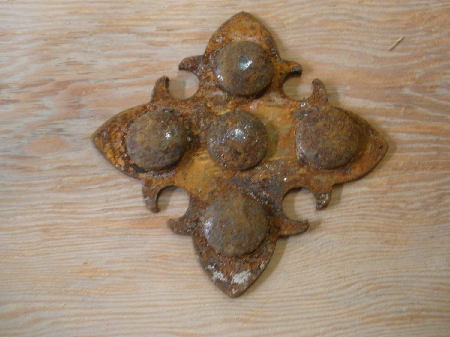 Iron Medallion Large-5.5 x 5.5 in-Clavos-Nails-Rustic-Lot of 4-NEW-Handmade-Iron Hardware-Mexican--4 PCS