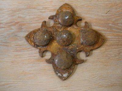 Iron Medallion Large-5.5 x 5.5 in-Clavos-Nails-Rustic-Lot of 4-NEW-Handmade-Iron Hardware-Mexican--4 PCS