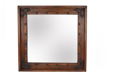El Paso Rustic Mirror-34x34 inches-Handmade-Wall Mirror-Spanish-Western-Vanity-Accent Mirror-Natural Color-Best Seller