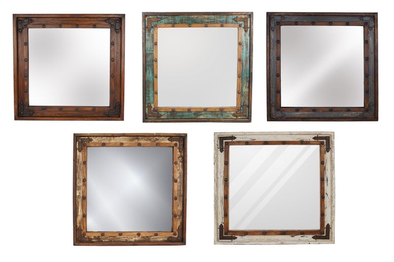 El Paso Rustic Mirror-36x36 inches-Handmade-Wall Mirror-Spanish-Western-Vanity-Accent Mirror-Five Colors-Best Seller