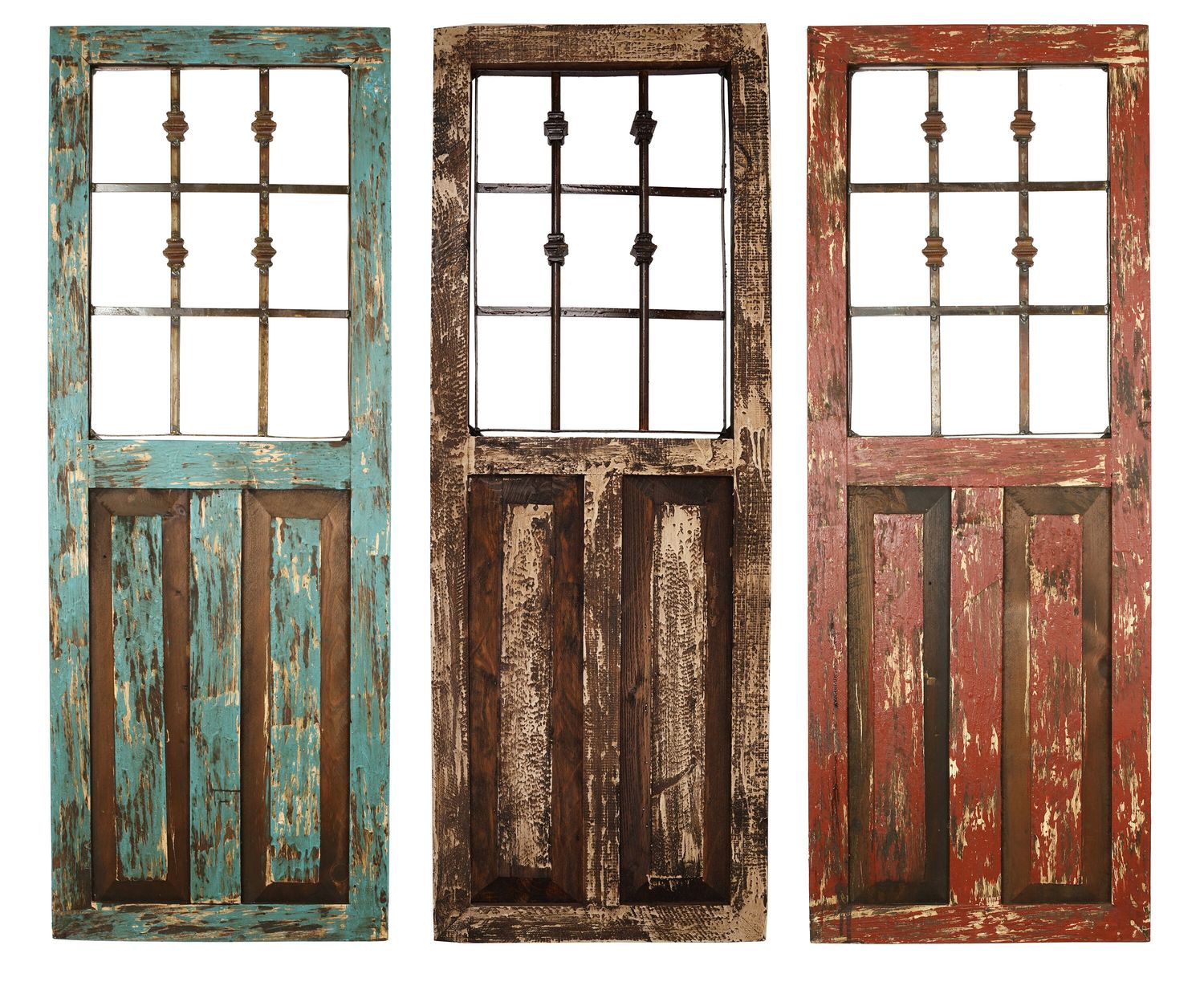 Durango Architectural Window -Wall-Primitive-Rustic-Garden-Patio-18x48-Wood and Iron-Wall Decor-Three Colors
