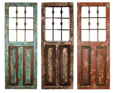 Durango Architectural Window -Wall-Primitive-Rustic-Garden-Patio-18x48-Wood and Iron-Wall Decor-Three Colors