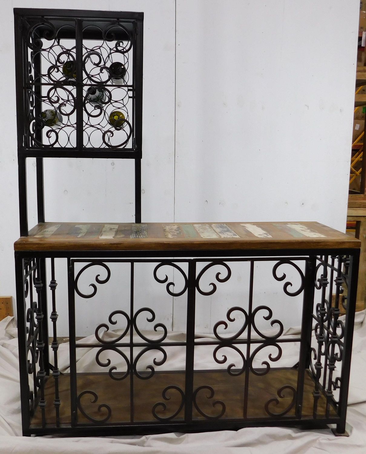 Rustic Wine Rack-Wood-Iron-#14-Display-Storage-Farmhouse-59W x 75H-New
