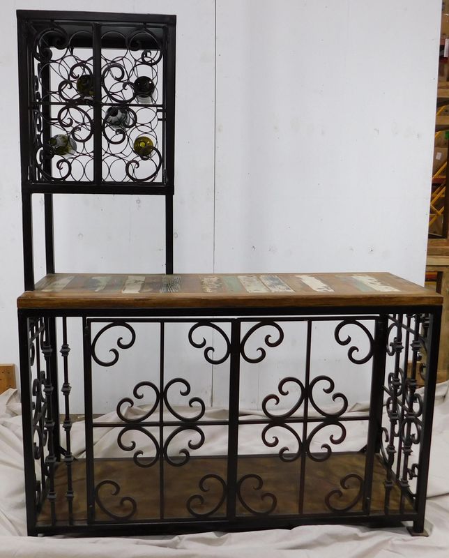 Rustic Wine Rack-Wood-Iron-#14-Display-Storage-Farmhouse-59W x 75H-New