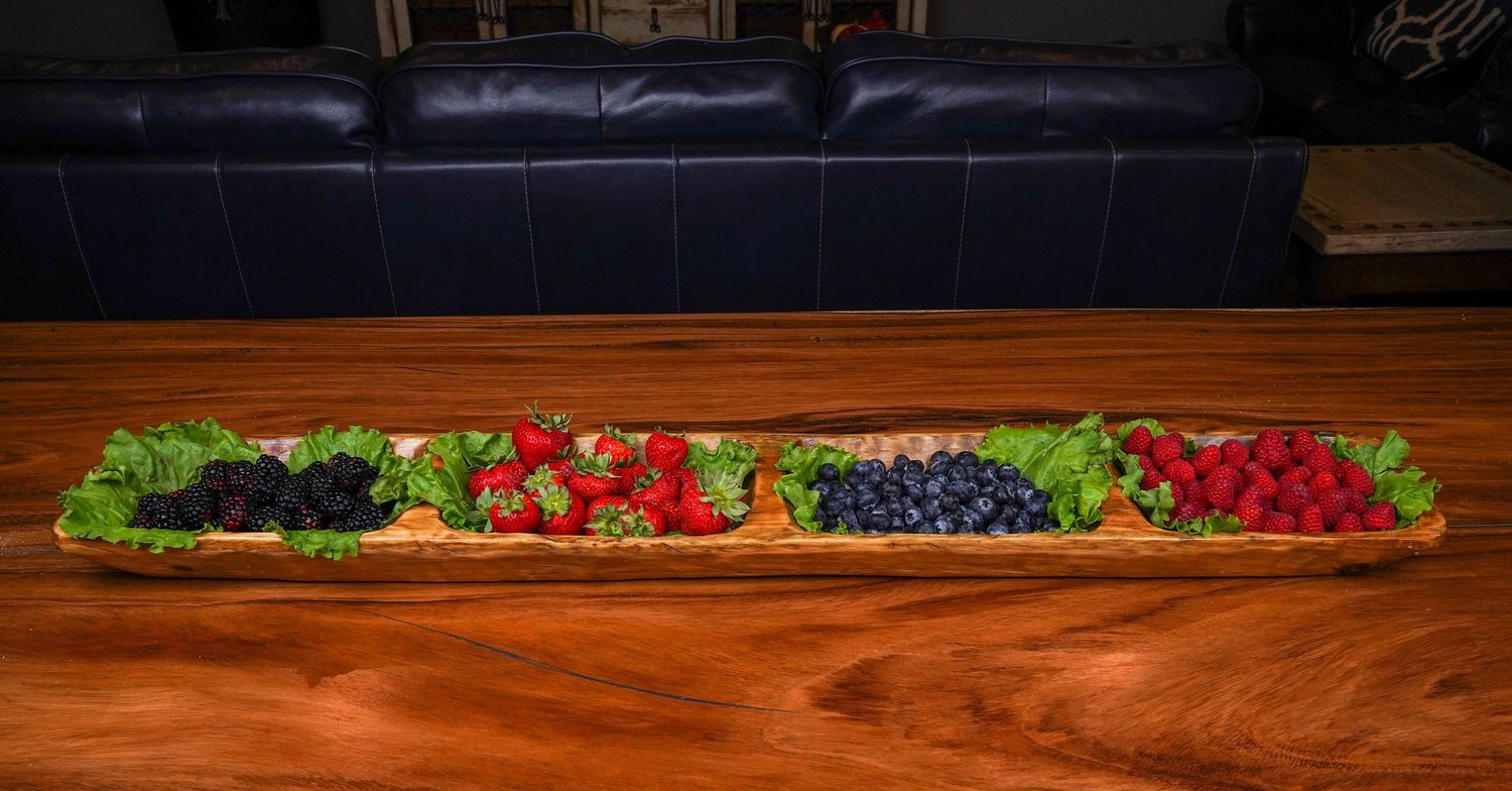 Food Safe Fiesta Long Wooden Dough Bowl-Batea-Primitive-Farmhouse-Serving Platter-5-6 W x 38-40 L x 2-3 D inches