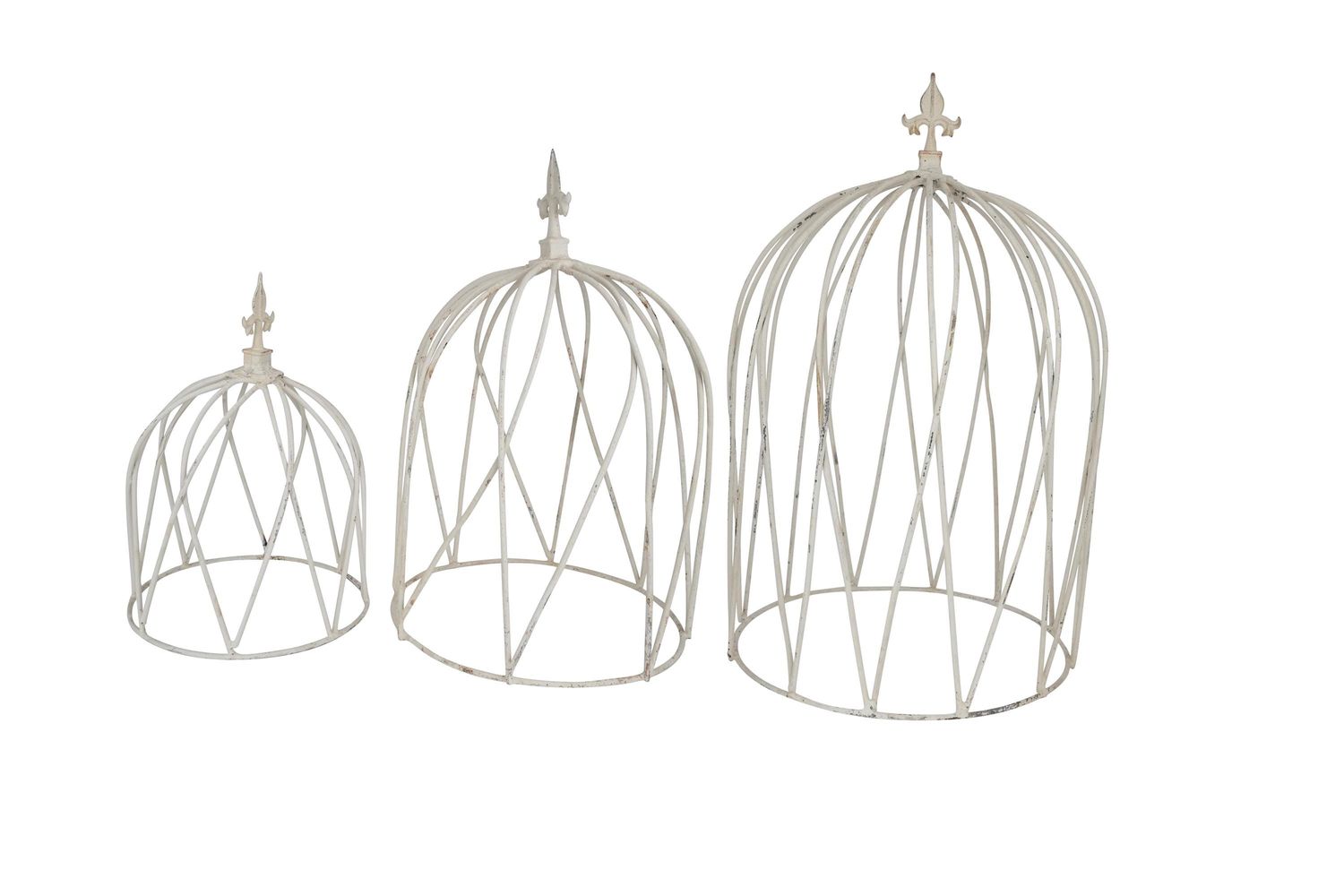 Trenton Set of 3 Large Farmhouse Iron White Topiary-Finial-Garden Decor-Farmhouse Style-Distressed -Trenton-Shabby White