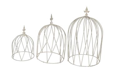 Trenton Set of 3 Large Farmhouse Iron White Topiary-Finial-Garden Decor-Farmhouse Style-Distressed -Trenton-Shabby White