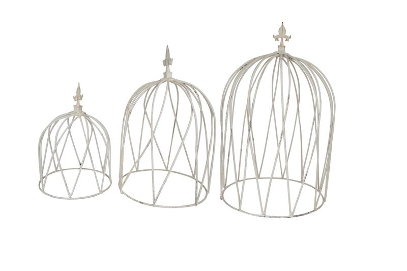 Trenton Set of 3 Large Farmhouse Iron White Topiary-Finial-Garden Decor-Farmhouse Style-Distressed -Trenton-Shabby White