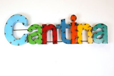 Cantina Colorful Recycled Metal Sign-42Wx12Hx2D inches-Art-Garden-Metal-Man Cave-Bar-Pool-Outdoor Metal sign-Colorful