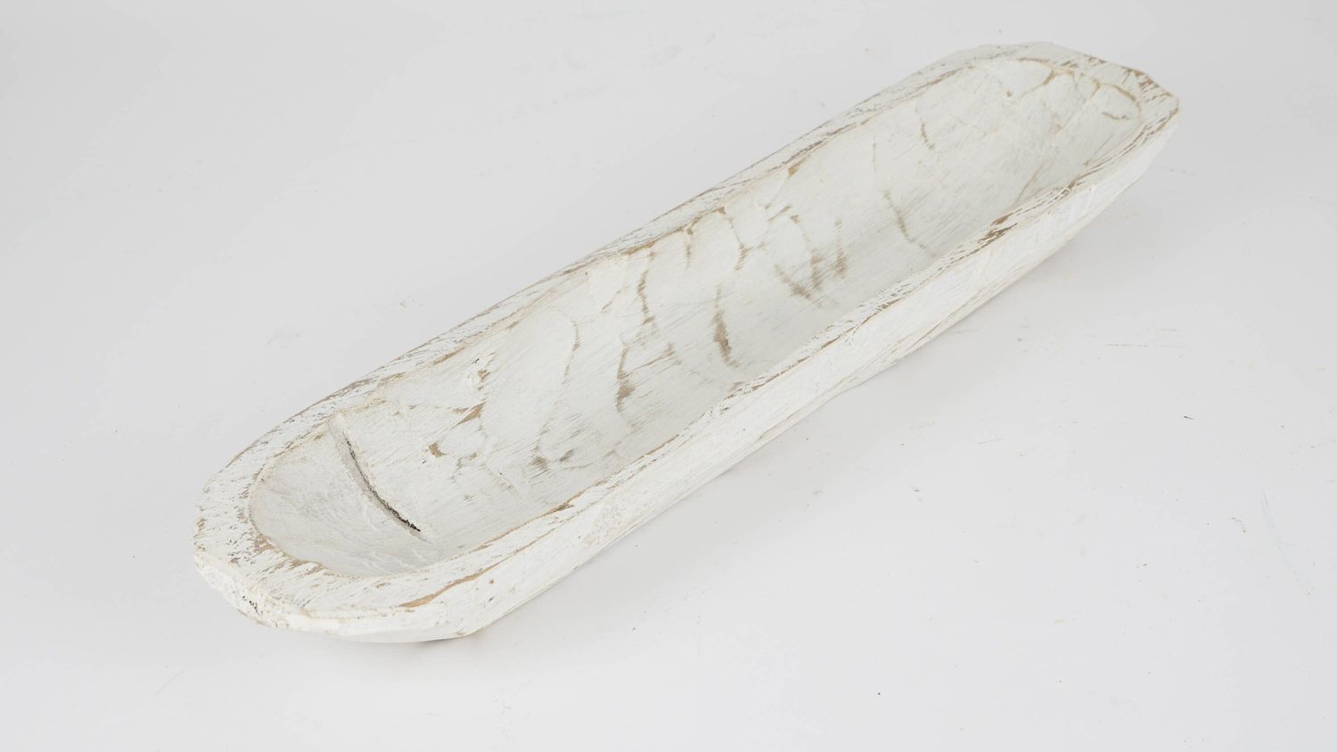 Small Baguette Dough Bowl-Batea-Primitive-Farmhouse-Board-5-6W x 18-20L x 2-3D inches- Bread Bowl-Serving-Pure White