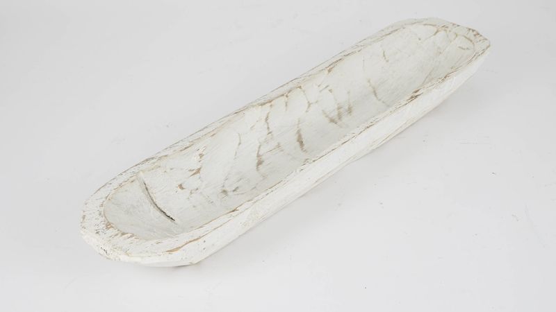 Small Baguette Dough Bowl-Batea-Primitive-Farmhouse-Board-5-6W x 18-20L x 2-3D inches- Bread Bowl-Serving-Pure White