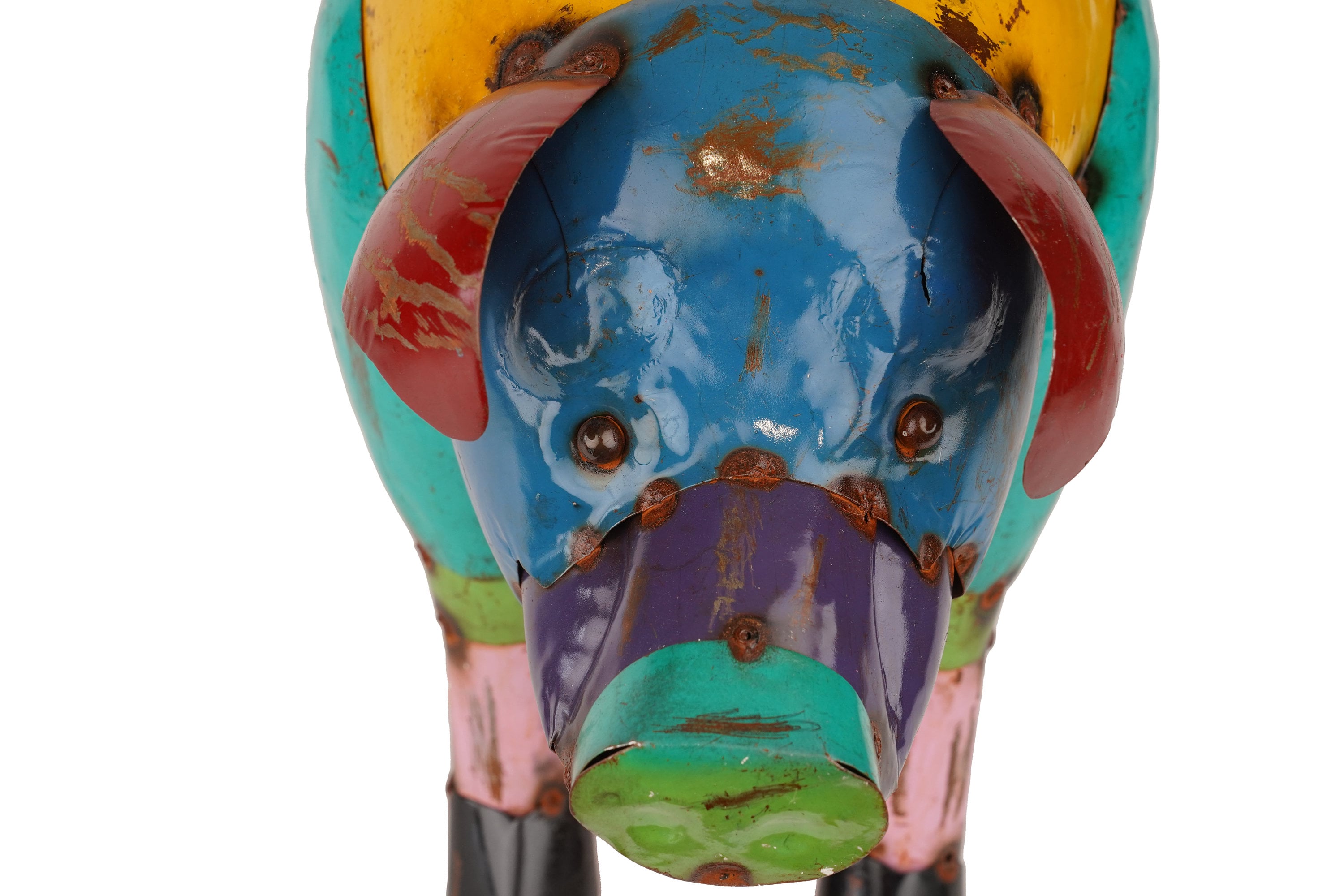 Pablo the Colorful Metal Pig-Garden Decor-Farmhouse-Yard Metal Art-Garden-Patio-20L x 9D x 16H-Animal Sculpture-Metal-Colorful Pig