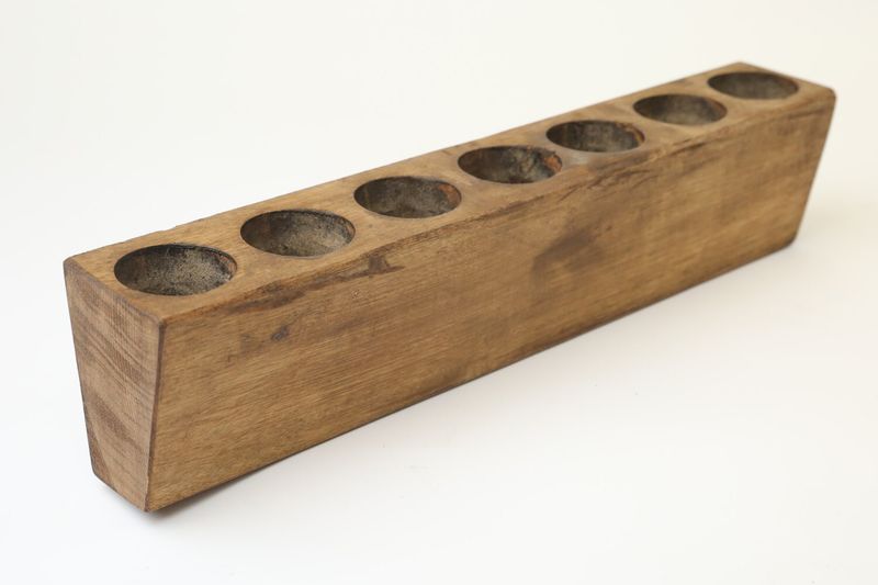 7 Hole Sugar Mold Candleholder-Old Mexican-Rustic-Wood-Sugar molds-Primitive-Wooden-Mold Only-22 inches