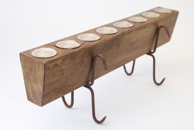 8 Hole Sugar Mold Candleholder Complete Set-Old Mexican-Rustic-Wood-Sugarmolds--Primitive-Farmhouse Candle Holder