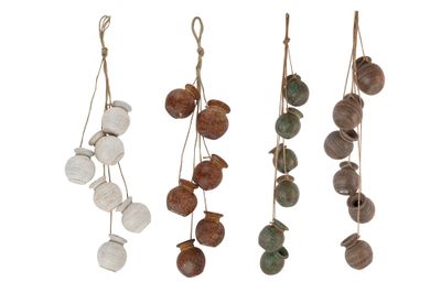 Stringy Pots™-Hanging Ristra-Hand Painted-Garden-Clay-Handmade-7W x 29H-NEW-Wall Decor-Pots on a String-Four Colors