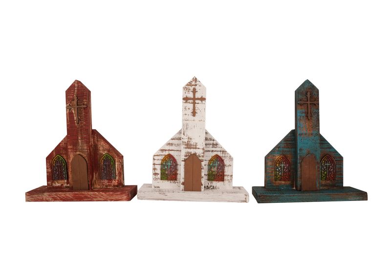 Farmhouse Church-Home Decor-Architectural Garden 11x13-Handmade-Farmhouse Table Top-Church-NEW-3 Color Choices