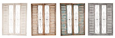 Palermo Wood & Iron Decorative Shutters-Farmhouse-Window-Wall-Primitive-Garden-Patio-36x48-Distressed-Rustic-Four Colors-Pair