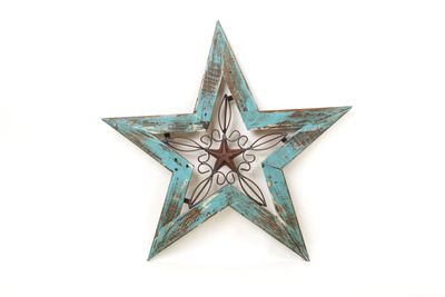 Texas Star-Wood and Metal-Handmade-20x20--Wood & Iron-Wall Decor-Assorted Colors-Three Colors