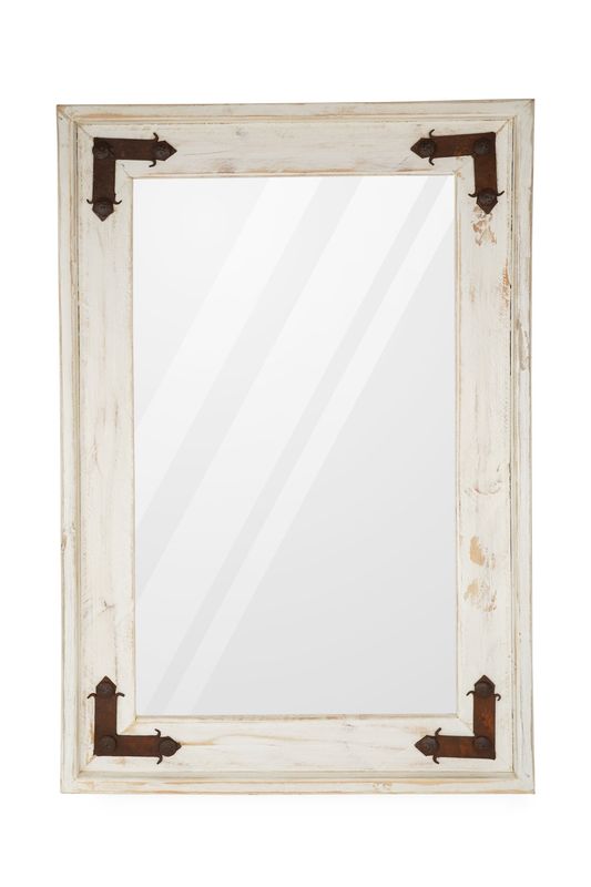 Memphis Farmhouse Mirror-23x35 inches-Handmade-Wall Mirror-Accent Mirror-Vanity-Primitive-Farmhouse Style-Distressed White