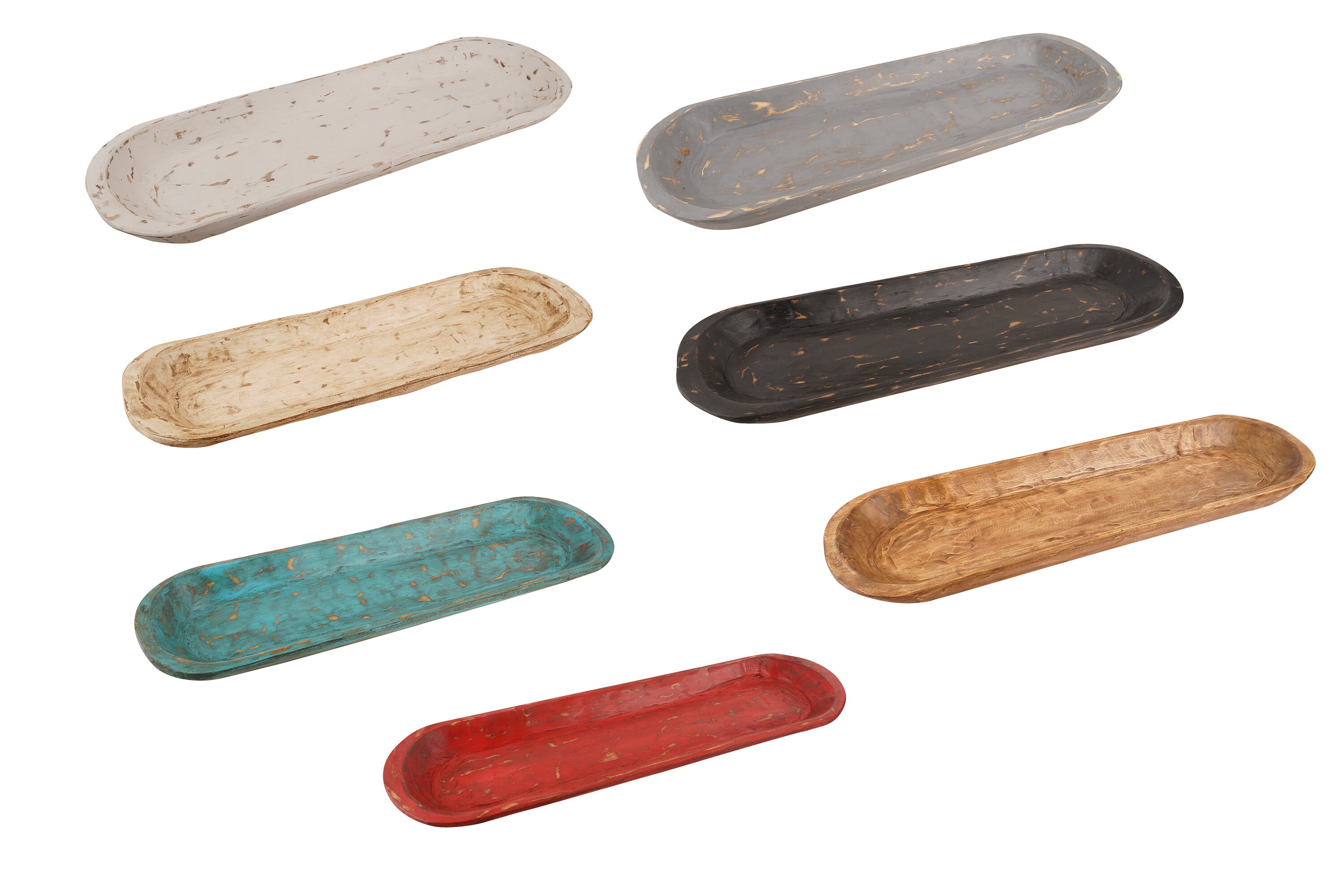 Bella Rustic Wooden Dough Bowl 9W x 39-40L x 2-3D inches-Batea-Wooden-Handmade-A Beauty-7 COLORS--Bella-Large-Size-9x40 inches