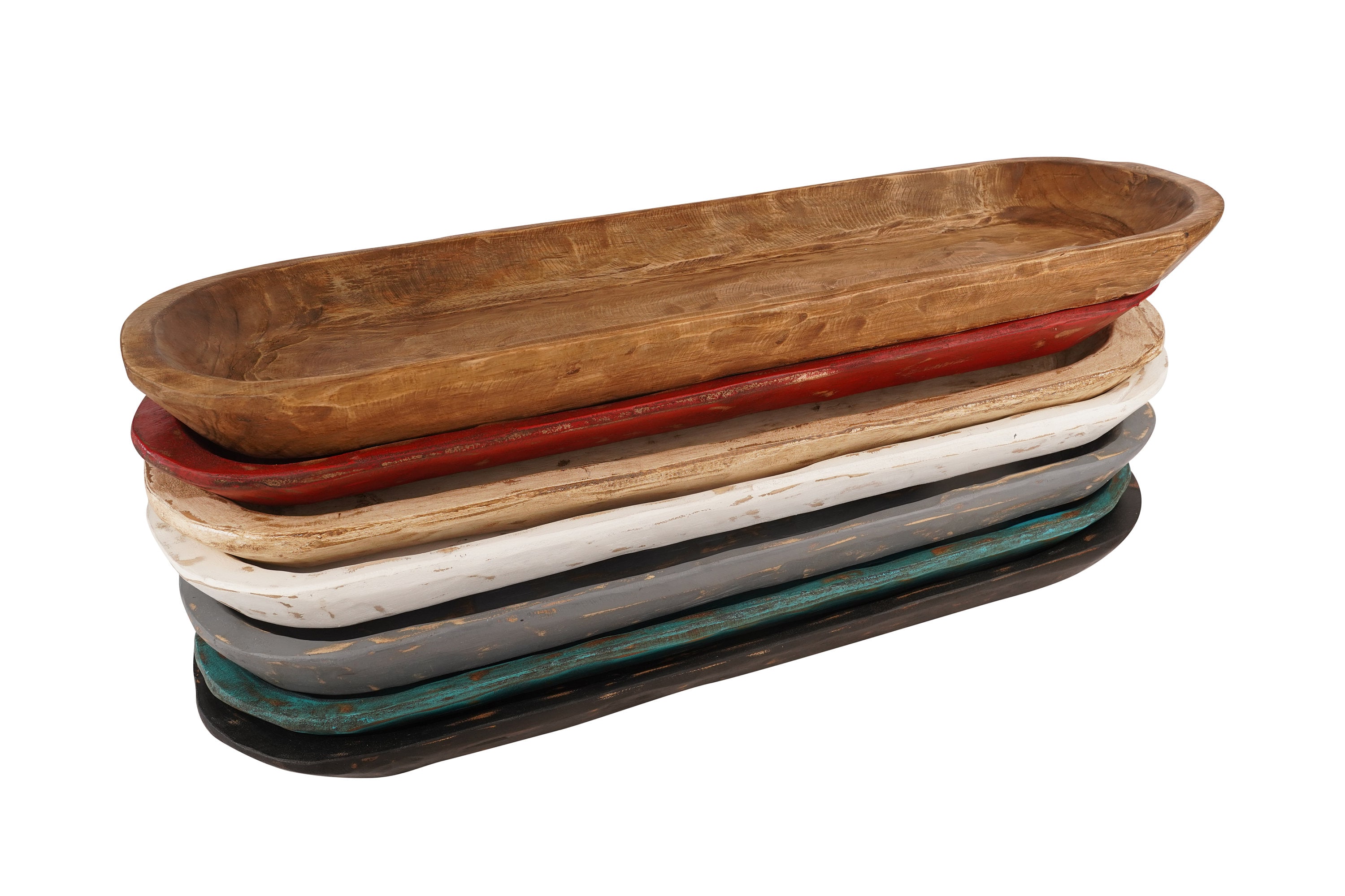 Bella Rustic Wooden Dough Bowl 9W x 29-30L x 2-3D inches-Batea-Wooden-Handmade-A Beauty-7 COLORS-Bella---Size-9x30 inches