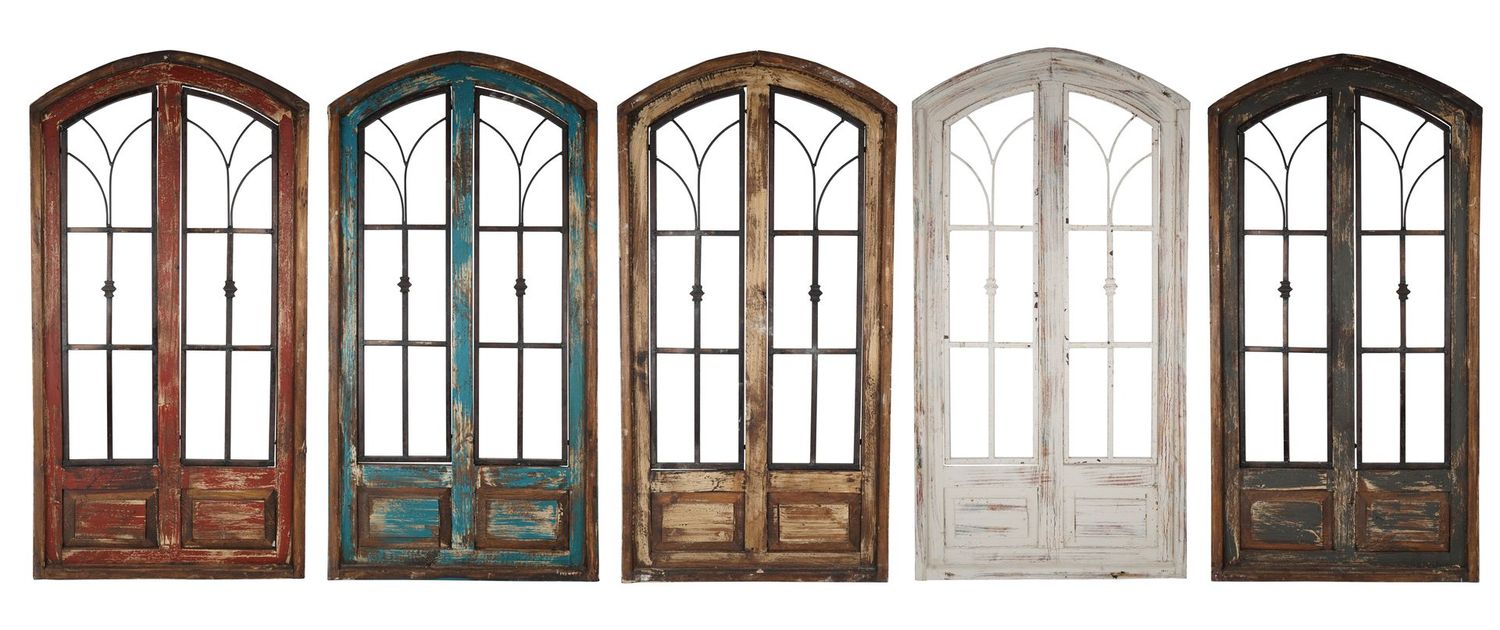 San Miguel Medium Farmhouse Architectural Window-Wall-Primitive-Farmhouse-Rustic-Garden-Patio-24x48 inches-5 Assorted Colors-Medium