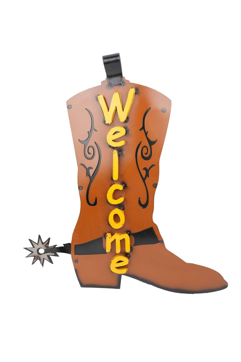 Sheridan Welcome Boot Metal Sign-22W x 25H inches-Western Decor-Metal-Man Cave-Bar-Outdoor Metal Sign-Welcome Boot Sign-Sheridan