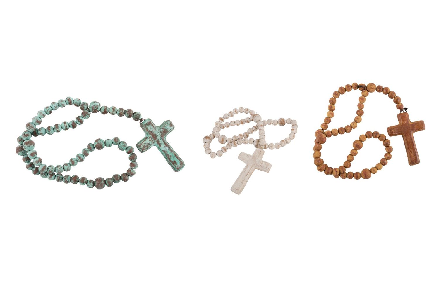 Clay Rosary-30-32 inches-Beads-Handmade-Hand Painted--Cross-Prayer Beads-Crosses-Medium-Three Colors