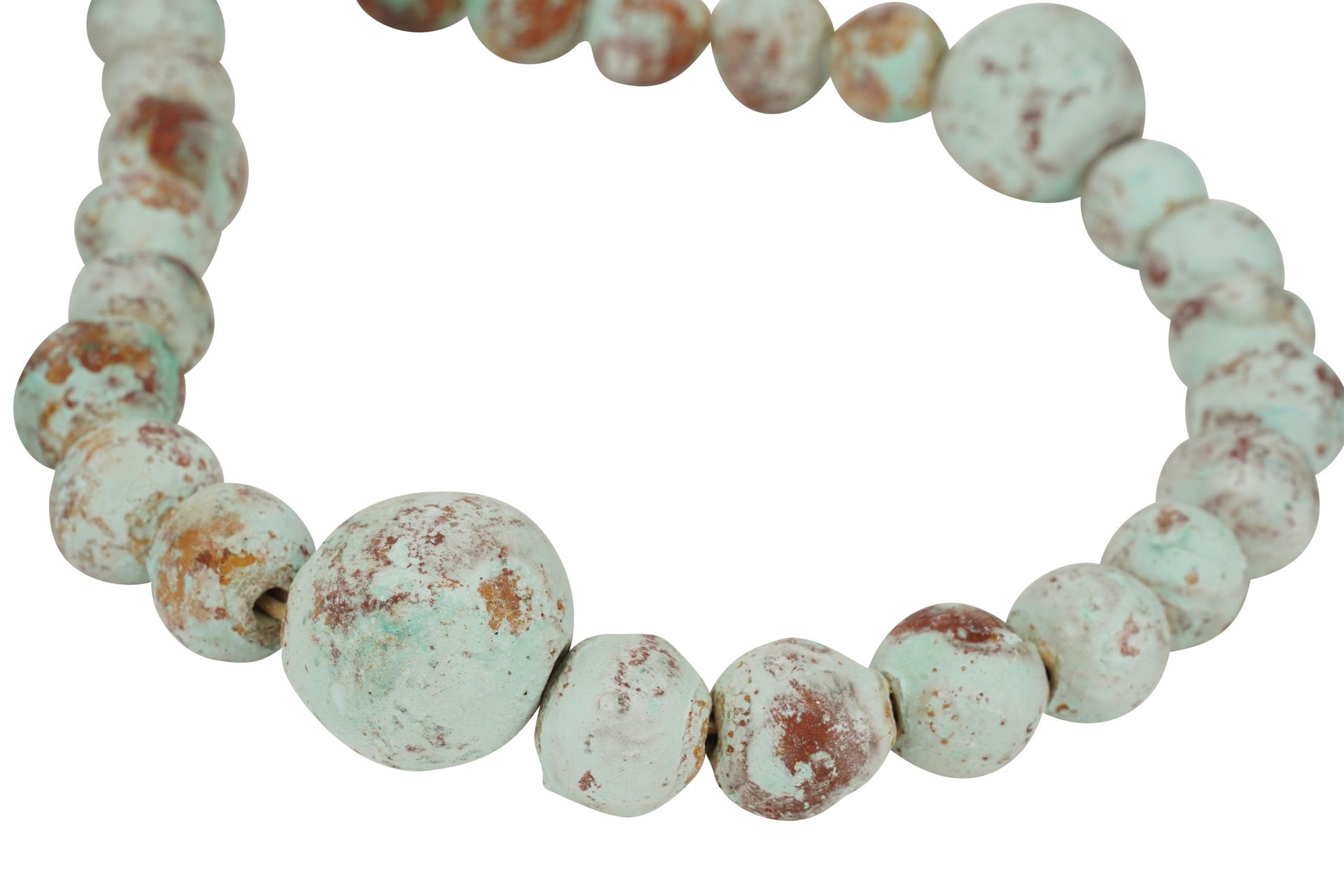 Trinity Large Clay Rosary-31-35 inches-Beads-Farmhouse-Primitive-Handmade-Hand Painted-Cross-Crosses-Large-Turquoise