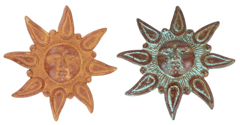 Star Clay 15 inch Sun-Hand Painted-Garden-Handmade-Wall-Rustic-Two Colors
