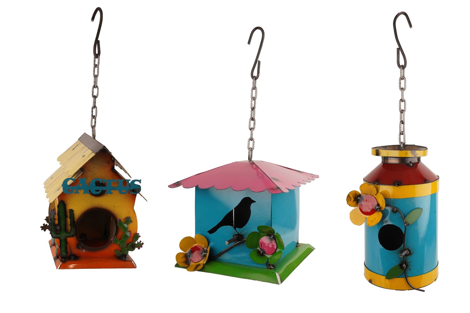 Metal Bird house-Farmhouse-Yard Metal Art-Garden-Colorful-Handmade-NEW Hanging Birdhouse-Three Choices Metal Bird house-Farmhouse-Yard Metal Art-Garden-Colorful-Handmade-NEW Hanging Birdhouse-Three Choices